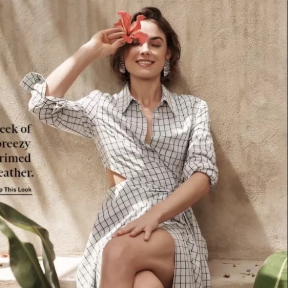 Tibi Cut Out Checked Wrap Dress - Picture 2 of 9